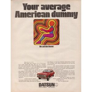 Datsun Your Average American Dummy Vintage Automotive Magazine Print Ad 1970